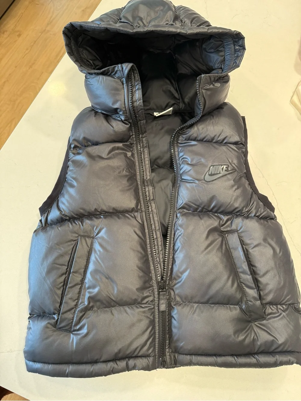 Nike Kids Black Hooded Puffer Vest